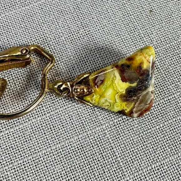 Vintage Bumblebee Jasper Clip On Earrings - Picture 11 of 13